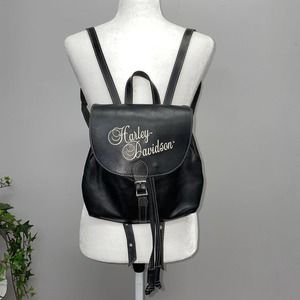 Harley Davidson vintage black leather backpack